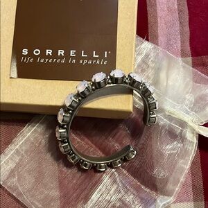 Sorrelli Silver cuff Bracelet with light pink pearl ish stones